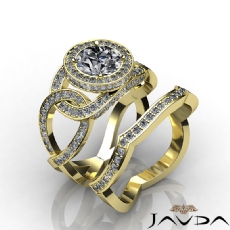 Twisted Halo Bridal Set diamond Ring 14k Gold Yellow