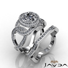Twisted Halo Bridal Set diamond Ring 18k Gold White