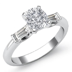 Classic 3 Stone Bar Baguette diamond Ring 14k Gold White