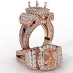 Cushion Diamond Setting Antique & Vintage Engagement Semi Mount Ring 18k Rose Gold 2.65Ct - javda.com 