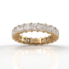 Asscher Lab Grown Diamond Shared Prong Women's Wedding Band 14k Gold Yellow  (3.8Ct. tw.)