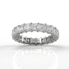 Asscher Lab Grown Diamond Shared Prong Women Wedding Band 14k White Gold 3.8Ctw