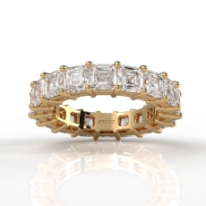 Women Wedding Band Asscher Shared Prong Lab Grown Diamond 14k Gold Yellow  (6.5Ct. tw.)