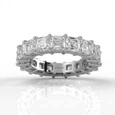 Women Wedding Band Asscher Shared Prong Lab Grown Diamond 14k White Gold 6.5Ctw