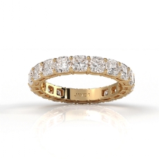 Cushion Lab Grown Diamond Shared Prong Women Wedding Band 14k Gold Yellow  (3.8Ct. tw.)