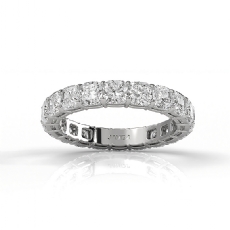 Cushion Lab Grown Diamond Shared Prong Women Wedding Band 14k White Gold 3.8 Ctw