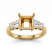 Princess Diamond 3 Stone Engagement Setting Ring 14k Yellow Gold 0.45Ct - javda.com 