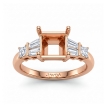Princess Diamond 3 Stone Engagement Setting Ring 14k Rose Gold 0.45Ct - javda.com 