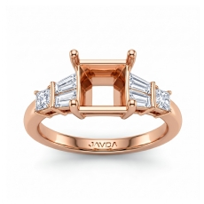 Princess Diamond 3 Stone Engagement Setting Ring 14k Rose Gold  (0.45Ct. tw.)