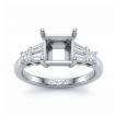Princess Diamond 3 Stone Engagement Setting Ring 14k White Gold 0.45Ct - javda.com 