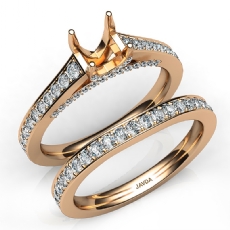 Cushion Cut Diamond Engagement Semi Mount Ring Bridal Set 18k Rose Gold  (1.25Ct. tw.)