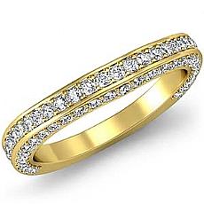 Pave Diamond Wedding Band Matching Set 14k Gold Yellow (0.95Ct. tw.)