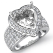 2Ct Halo Pave Setting Diamond Engagement Ring Heart Semi Mount Platinum 950 - javda.com 