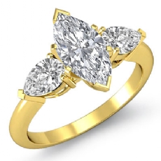 Basket Style Classic 3 Stone diamond Ring 18k Gold Yellow