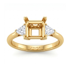 Diamond Engagement Three Stone Trillion Princess Setting Ring 18k Gold Yellow  (0.55Ct. tw.)