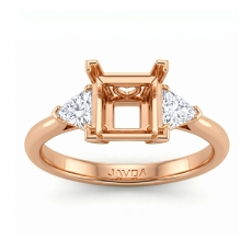 Diamond Engagement Three Stone Trillion Princess Setting Ring 14k Rose Gold  (0.55Ct. tw.)