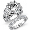 3.7Ct Diamond Engagement Ring Round Halo Pave Setting Bridal Set 14k Gold White