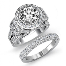 Designer Vintage Bridal Set diamond Ring Platinum 950