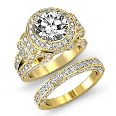 Designer Vintage Bridal Set diamond Ring 14k Gold Yellow