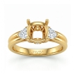 Diamond Engagement Three 3 Stone Trillion Cushion Setting Ring 18k Yellow Gold 0.58Ct - javda.com 
