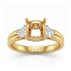 Diamond Engagement Three 3 Stone Trillion Cushion Setting Ring 18k Gold Yellow  (0.58Ct. tw.)
