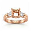 Diamond Engagement Three 3 Stone Trillion Cushion Setting Ring 14k Rose Gold 0.58Ct - javda.com 