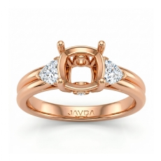 Diamond Engagement Three 3 Stone Trillion Cushion Setting Ring 18k Rose Gold  (0.58Ct. tw.)