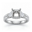 Diamond Engagement Three 3 Stone Trillion Cushion Setting Ring 14k White Gold 0.58Ct - javda.com 