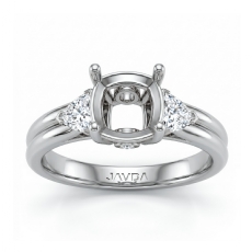 Diamond Engagement Three 3 Stone Trillion Cushion Setting Ring 14k W Gold 0.55Ct