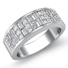 Princess Baguette Invisible Diamond Women Wedding Band 14k Gold 1.5Ctw