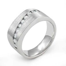 Channel Set Diamond Men's Half Square Wedding Band in Platinum 950  (0.6Ct. tw.)