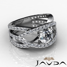 Pave Setting Sidestone diamond Ring 18k Gold White
