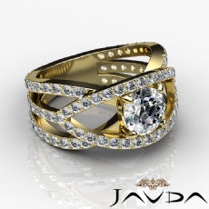 Pave Setting Sidestone diamond Ring 14k Gold Yellow