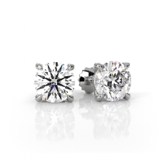 Round Lab grown Diamond Stud Prong Earring IGI Certified 14k White Gold 2.00ctw.