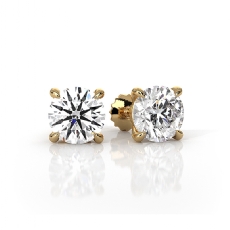 Round Lab grown Diamond Stud Prong Earring IGI Certified 14k Gold Yellow  (2Ct. tw.)