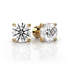 Round Lab grown Diamond Prong Stud Earring IGI Certified 14k Gold Yellow  (3Ct. tw.)
