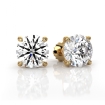 IGI Certified Round Prong Lab grown Diamond Stud Earring 14k Yellow Gold 4Ct - javda.com 