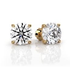 IGI Certified Round Prong Lab grown Diamond Stud Earring 14k Gold Yellow  (4Ct. tw.)