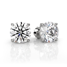 IGI Certified Round Prong Lab grown Diamond Stud Earring 14k White Gold 4.00 ctw