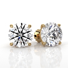 Lab grown Round Diamond Prong Stud Earring IGI Certified 14k Gold Yellow  (6Ct. tw.)