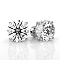 Lab grown Round Diamond Prong Stud Earring IGI Certified 14k White Gold 6.00ctw.