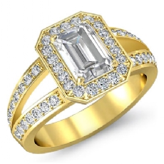 Filigree Sidestone Halo Pave diamond Ring 14k Gold Yellow