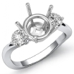 Round Diamond 3 Stone Engagement Semi Mount Ring 14k White Gold 0.5Ct - javda.com 