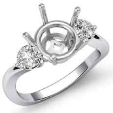 Round Diamond 3 Stone Engagement Semi Mount Ring 14k W Gold 0.50Ct