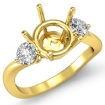 Round Diamond 3 Stone Engagement Semi Mount Ring 14k Yellow Gold 0.5Ct - javda.com 