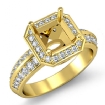 1Ct Diamond Engagement Ring Asscher Semi Mount 14k Yellow Gold Halo Pave Setting - javda.com 