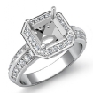 1Ct Diamond Engagement Ring Asscher Semi Mount 14k White Gold Halo Pave Setting - javda.com 