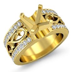 Asscher Diamond Fashion Wedding Ring 14k Gold Yellow Semi Mount Pave Setting (0.55Ct. tw.)