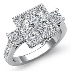 Circa Halo Three Stone Pave diamond Hot Deals 14k Gold White