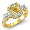 Diamond 3 Stone Engagement Princess Cushion Ring 18k Yellow Gold Halo Setting 1.1Ct - javda.com 